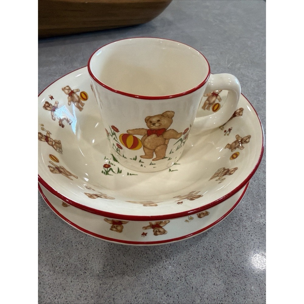 Teddy Bears Childs Plate, Bowl , 2 Handle Cup Mason's Ironstone made in England
